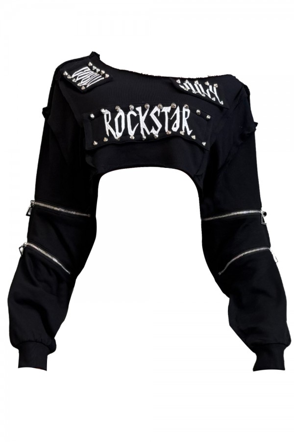 NT1241A / NEWGENS<br/>Rockstar Zip-Up Cropped Shrug
