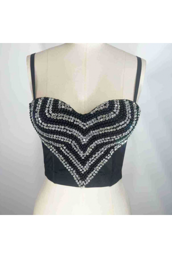 NT1268A / NEWGENS<br/>Hand-Embellished Crystal Chevron Corset
