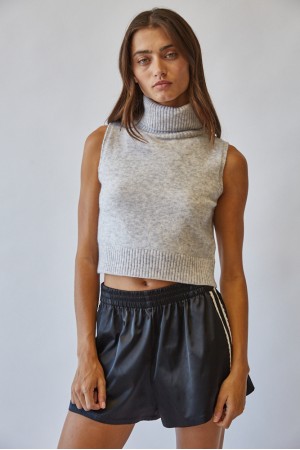 NSW1202 / CREAMON<br/>Turtleneck Knitted Cropped Top