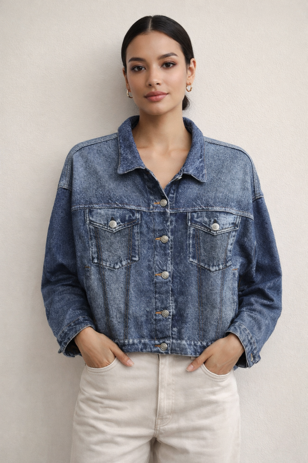 JFTP009 / LINE<br/>TERRY DENIM LOOK JACKET