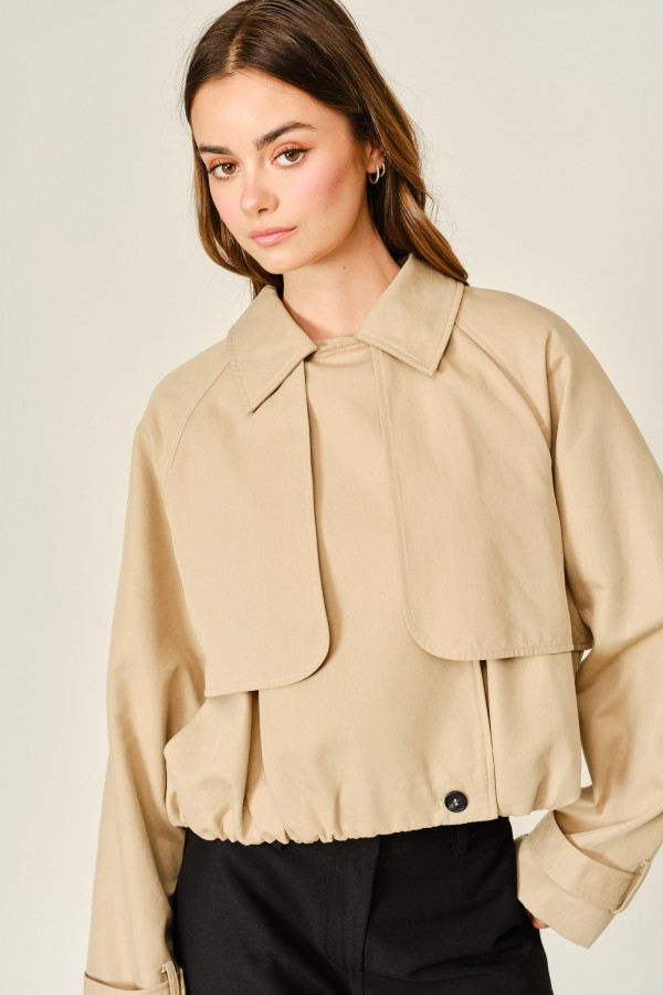 AJJ6164 / Aaron & Amber<br/>TWO WAY COLLAR HALF TRENCH COAT