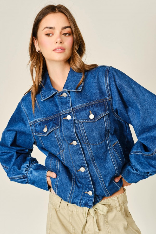 AJJ6167 / Aaron & Amber<br/>BUBBLE HEM DENIM JACKET