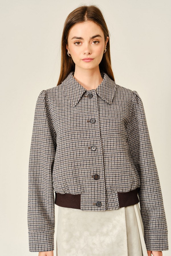 AJJ6195 / Aaron & Amber<br/>OXFORD HOUNDSTOOTH BOMBER JACKET