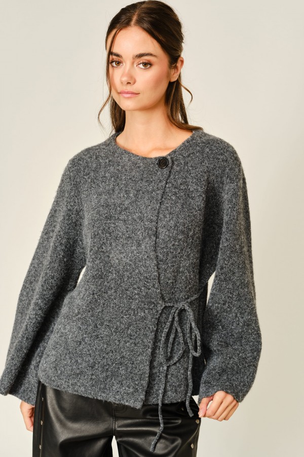 AJJ6342 / Aaron & Amber<br/>COZY KIMONO SLEEVE SHORT CARDIGAN