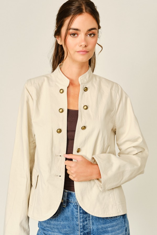 AJJ6345 / Aaron & Amber<br/>FITTED BUTTON COTTON JACKET