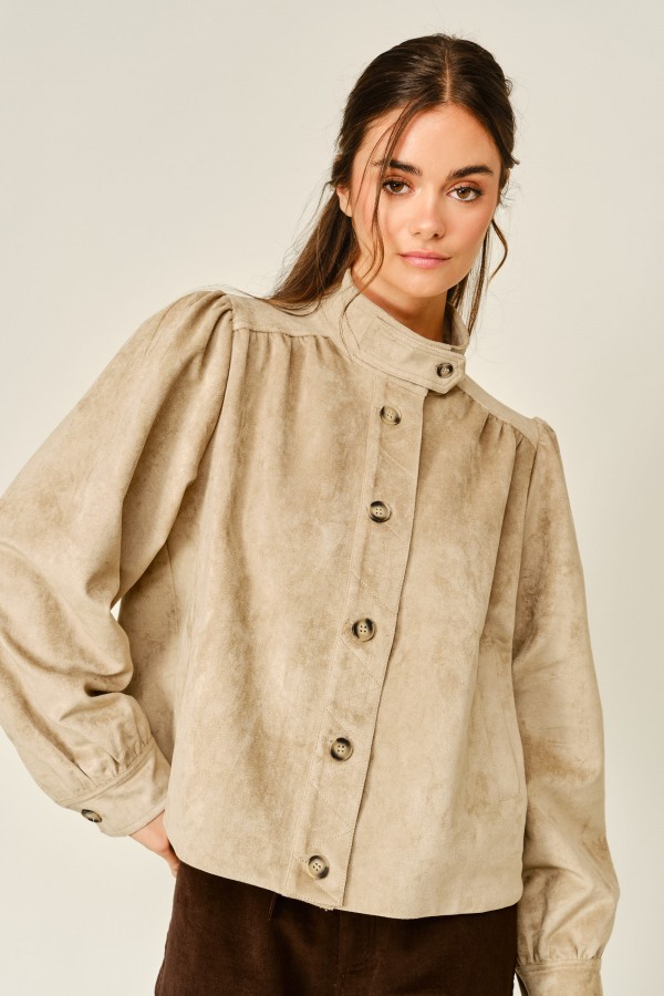 AJJ6372 / Aaron & Amber<br/>STRETCH SUEDE TURTLENECK SHIRT JACKET