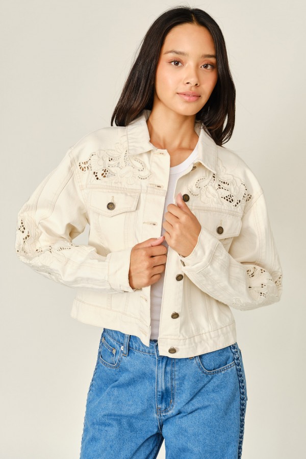 AJJ6409 / Aaron & Amber<br/>EMBROIDERED COTTON DENIM JACKET