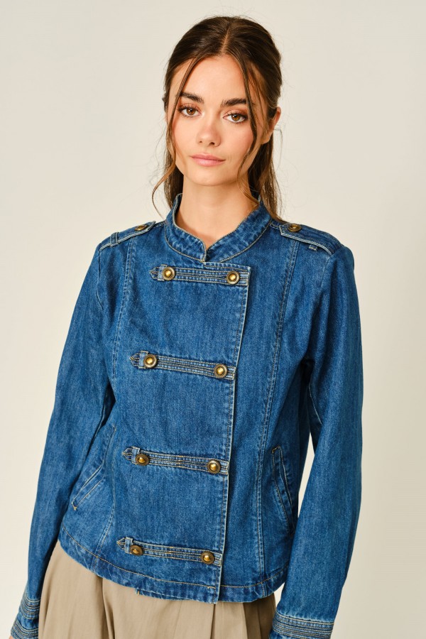 AJJ6416 / Aaron & Amber<br/>ROYALGAURD DOUBLE BUTTON DESIGN DENIM JACKET