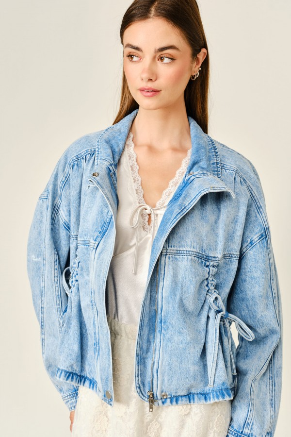 AJJ6434 / Aaron & Amber<br/>UTILITY RIB TIE WASHED DENIM JACKET