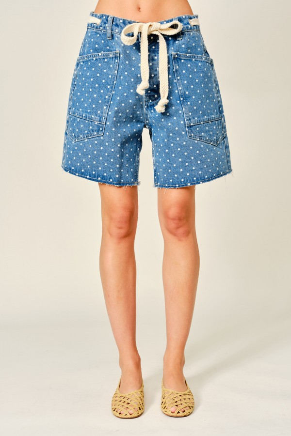 AJP6118 / Aaron & Amber<br/>SMALL POLKA DOT BARREL SHORTS WITH BELT