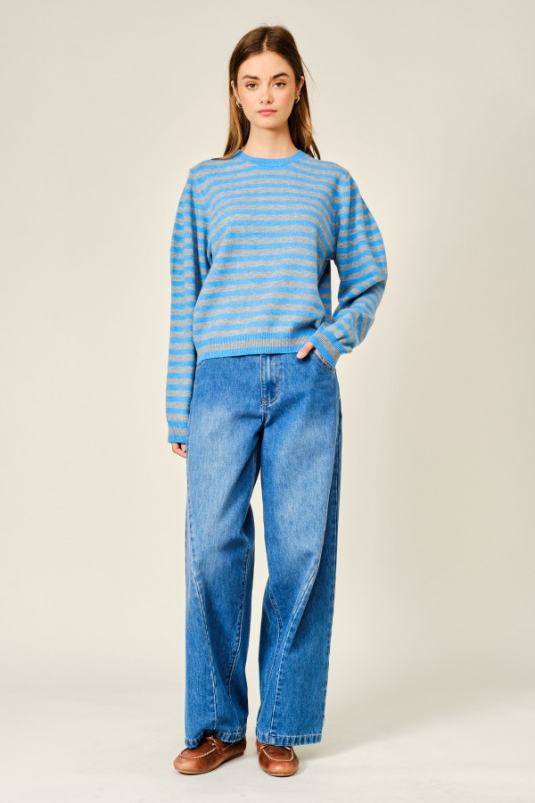 AJP6178 / Aaron & Amber<br/>WASHED DENIM ARTICULATED BARREL JEANS