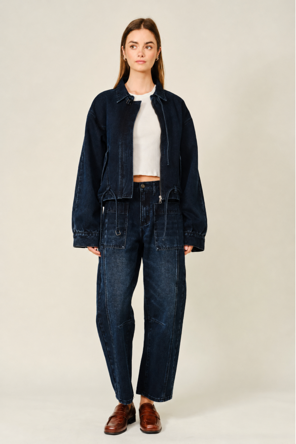 AJP6199 / Aaron & Amber<br/>DARK WASHED BARREL JEANS