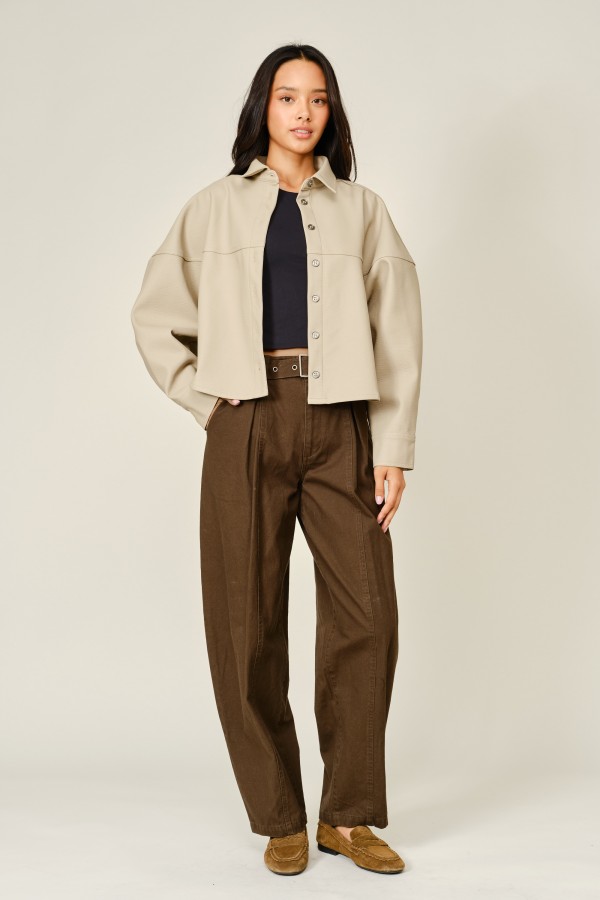 AJP6263 / Aaron & Amber<br/>VINTAGE BELTED BARREL COTTON PANTS