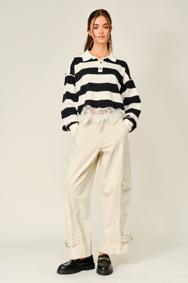 AJP6308 / Aaron & Amber<br/>BARREL CARGO PANTS WITH BELTED LEG