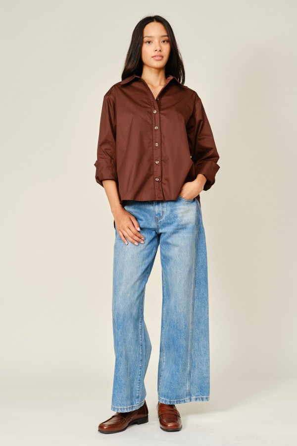 AJP6324 / Aaron & Amber<br/>WASHED DENIM YOKE WIDE LEG JEANS