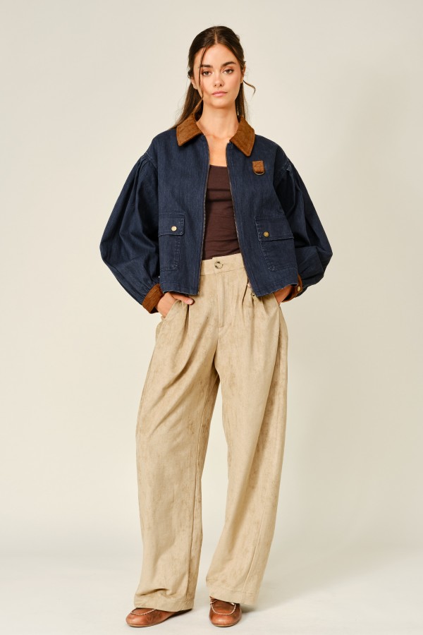 AJP6373 / Aaron & Amber<br/>STRETCH SUEDE BARREL PANTS