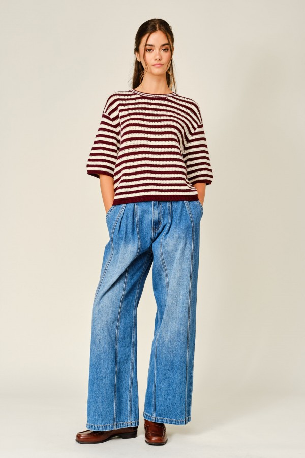 AJP6430 / Aaron & Amber<br/>MEDIUM WASH WIDE LEG DENIM JEANS