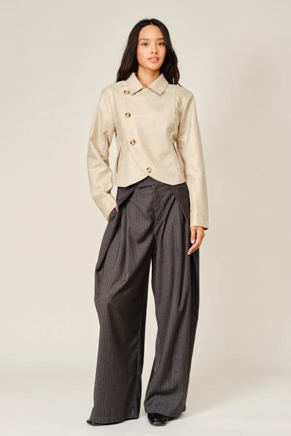 AJP6443 / Aaron & Amber<br/>DRESSY PINSTRIPE BARREL PANTS