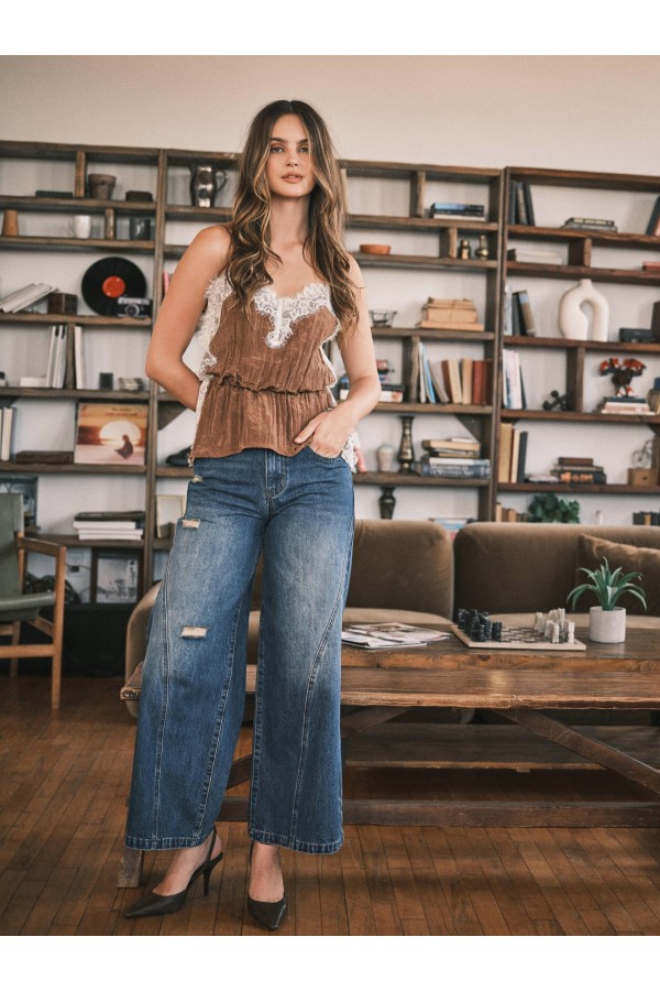 AJP6467 / Aaron & Amber<br/>VINTAGE DISTRESSED WIDE PANTS