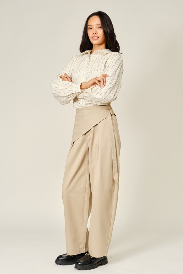 AJP6505 / Aaron & Amber<br/>URBAN COTTON SCARF BELT BARREL PANTS