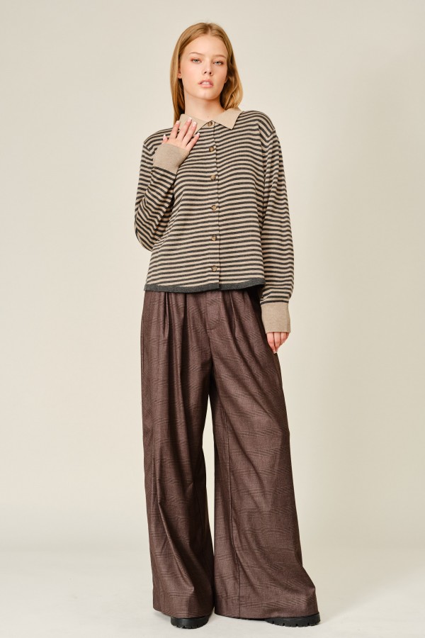AJP6555 / Aaron & Amber<br/>PLEATED PLAID SLACKS PANTS