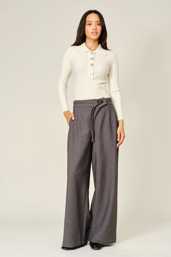 AJP6590 / Aaron & Amber<br/>WOOL BLENDED DOUBLE BELTED SLACKS