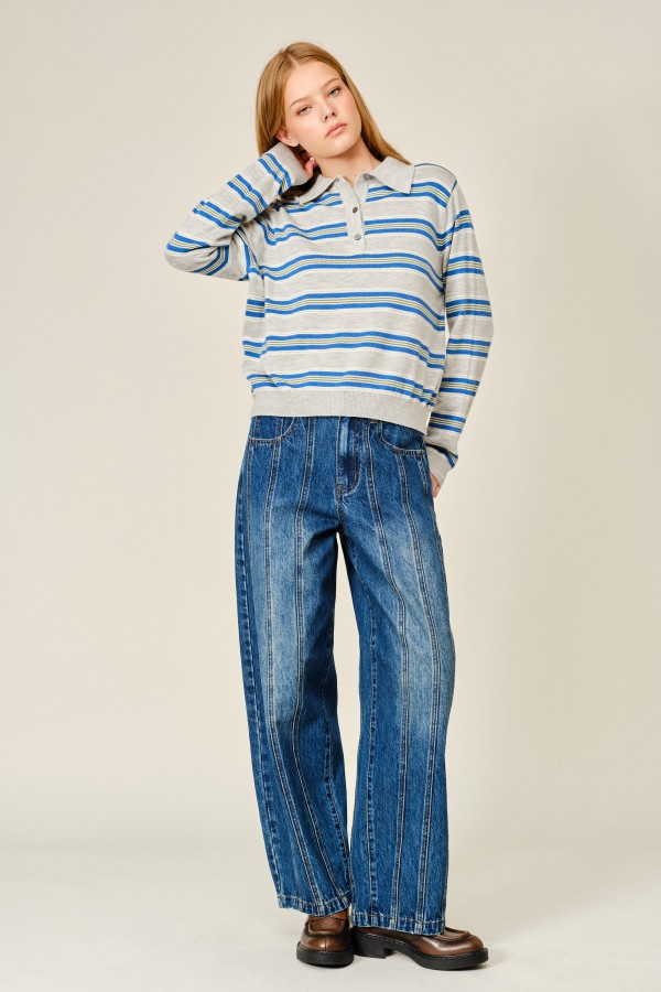 AJP6617 / Aaron & Amber<br/>SEAM DETAIL BARREL PANTS