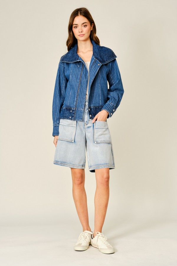 AJP6793 / Aaron & Amber<br/>POCKET BERMUDA DENIM SHORTS