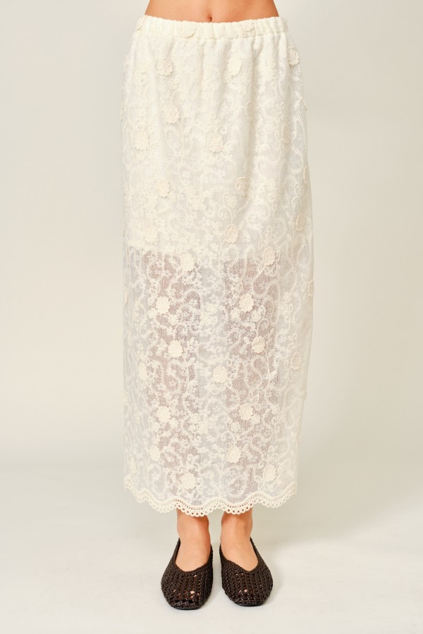 AJS6105 / Aaron & Amber<br/>LACE MIDI SKIRT