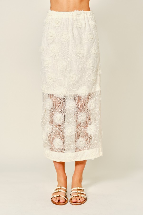 AJS6137 / Aaron & Amber<br/>3D LACE MIDI SKIRT