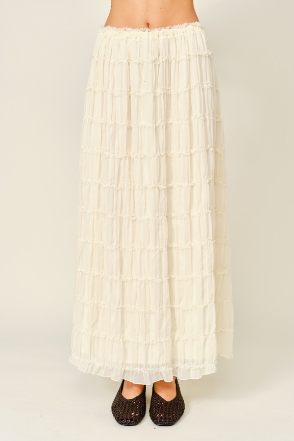 AJS6148 / Aaron & Amber<br/>RUFFLE TIERED MAXI SKIRT