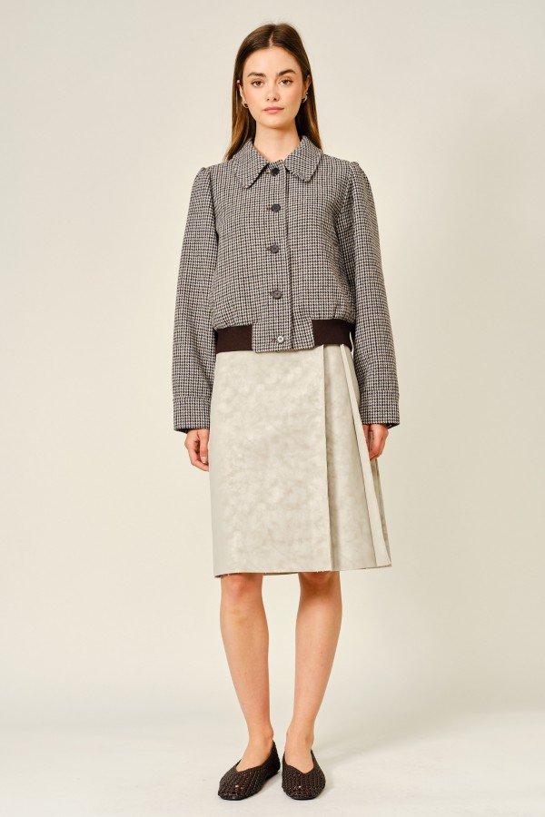 AJS6450 / Aaron & Amber<br/>VINTAGE PU LEATHER PLEATED MINI SKIRT