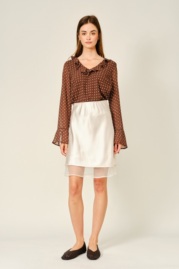 AJS6458 / Aaron & Amber<br/>LUXE SATIN ORGANZA HEM MINI SKIRT