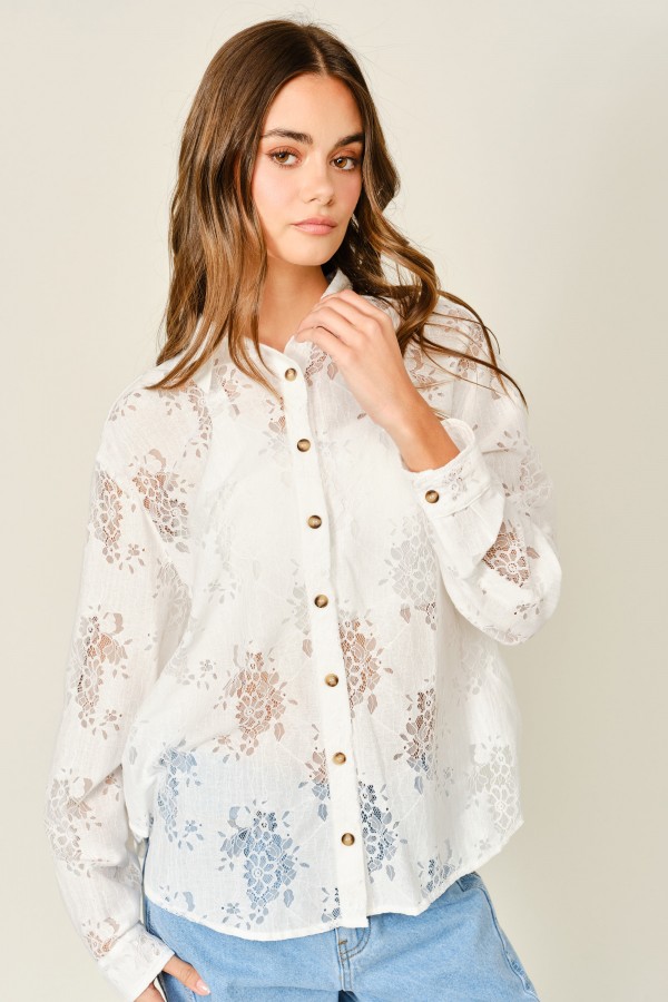 AJT6083 / Aaron & Amber<br/>LACE BUTTON DOWN SHIRTS