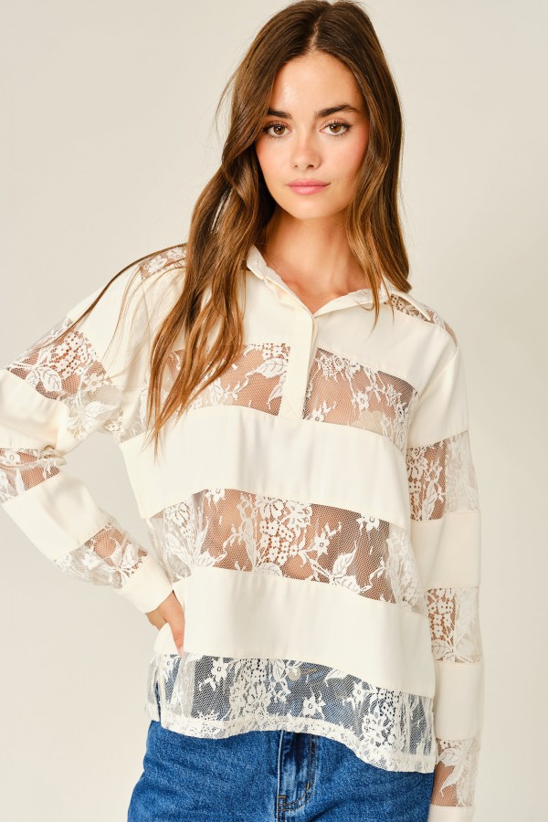 AJT6581 / Aaron & Amber<br/>LACE POLO SHIRTS