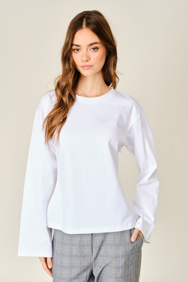 AJT6824 / Aaron & Amber<br/>SEMI BELL SLEEVE COTTON T SHIRTS