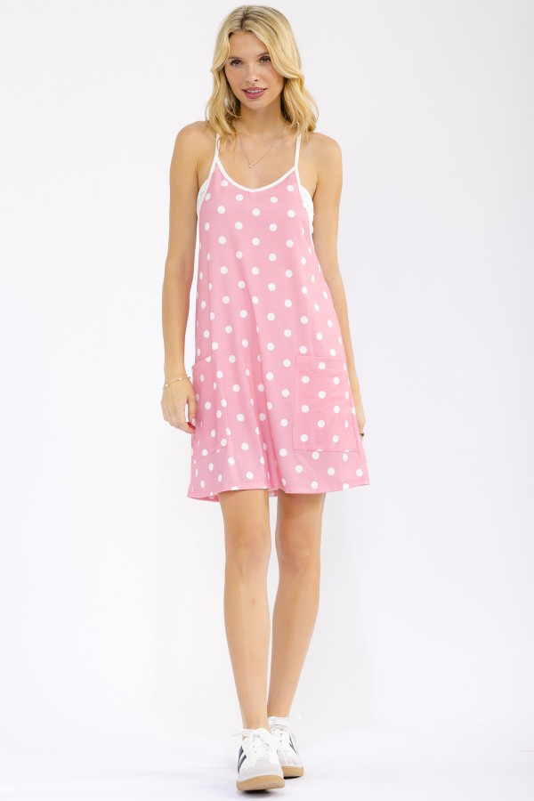 D6326 / 7th Ray<br/>POLKA DOT POCKET MIDI DRESS