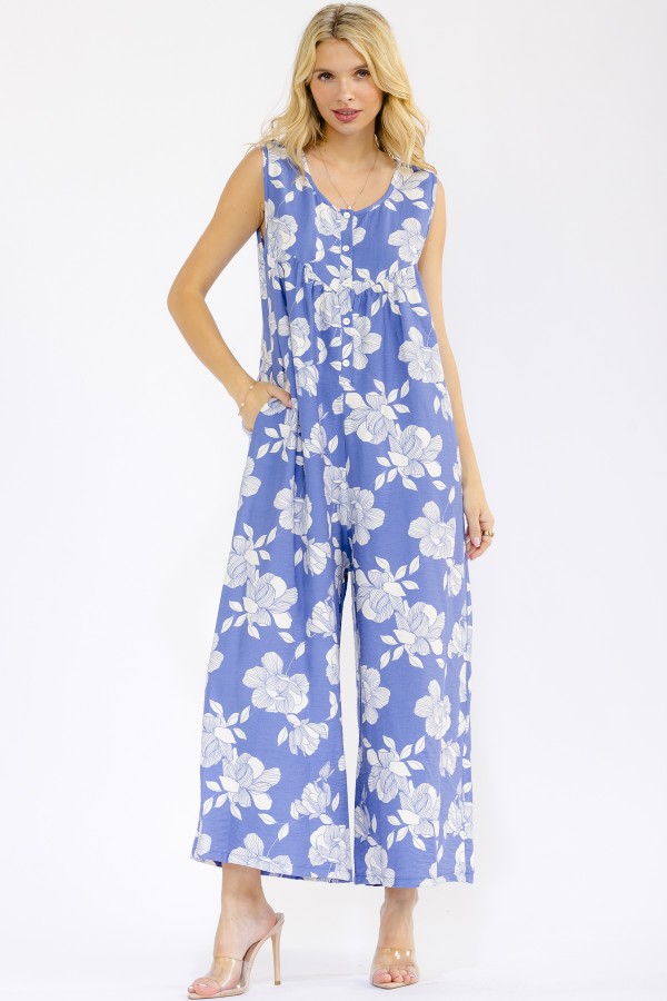 J6343 / 7th Ray<br/>FLORAL WIDE LEG JUMPSUIT