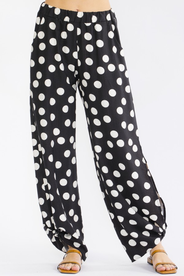 P6366 / 7th Ray<br/>POLKA DOT ANKLE TIE PANTS