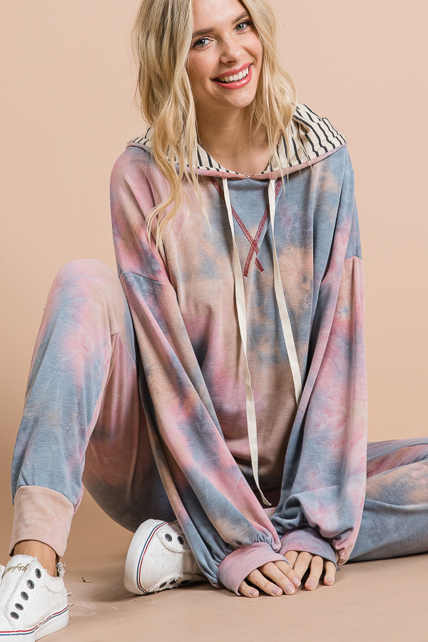 T3685 / 7th Ray<br/>TIE DYE HOODED SWEATSHIRT( P3694 JOGGER)