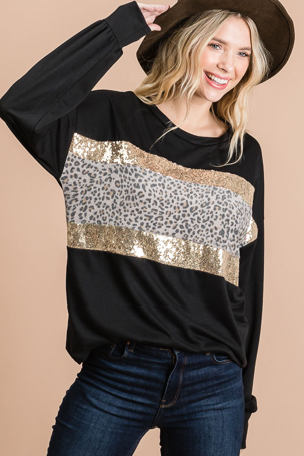 T3735 / 7th Ray<br/>COLOR BLOCK DROP SHOULDER TOP