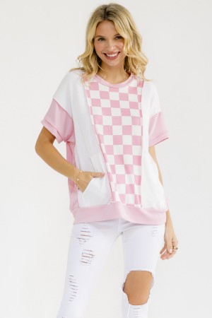 T6271 / 7th Ray<br/>CHECKER CONTRAST POCKET TOP