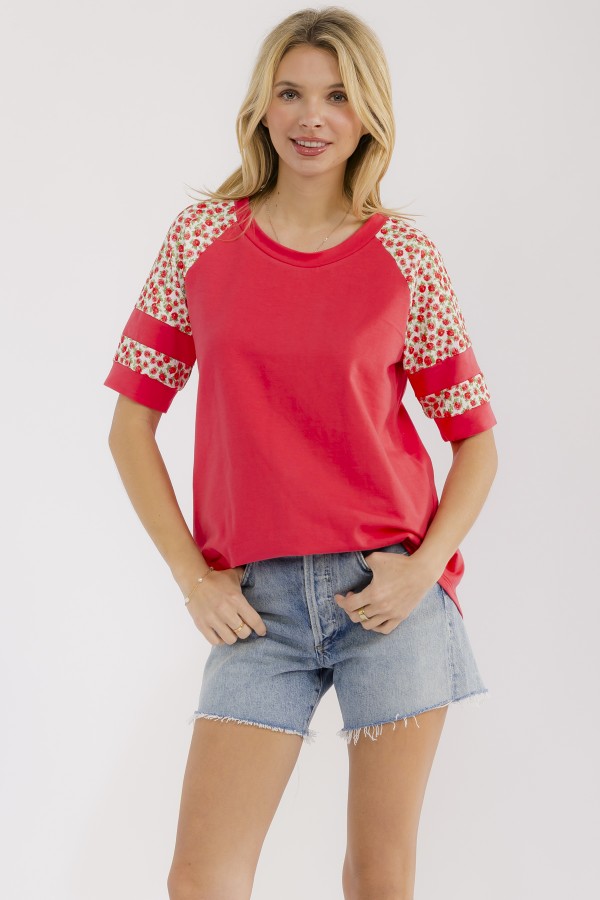 T6309XL / 7th Ray<br/>PLUS FLORAL RAGLAN SLEEVE TEE