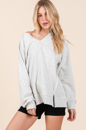 HS1282 / LIME N CHILI<br/>Cotton crew neck long sleeve loose fit sweatshirt