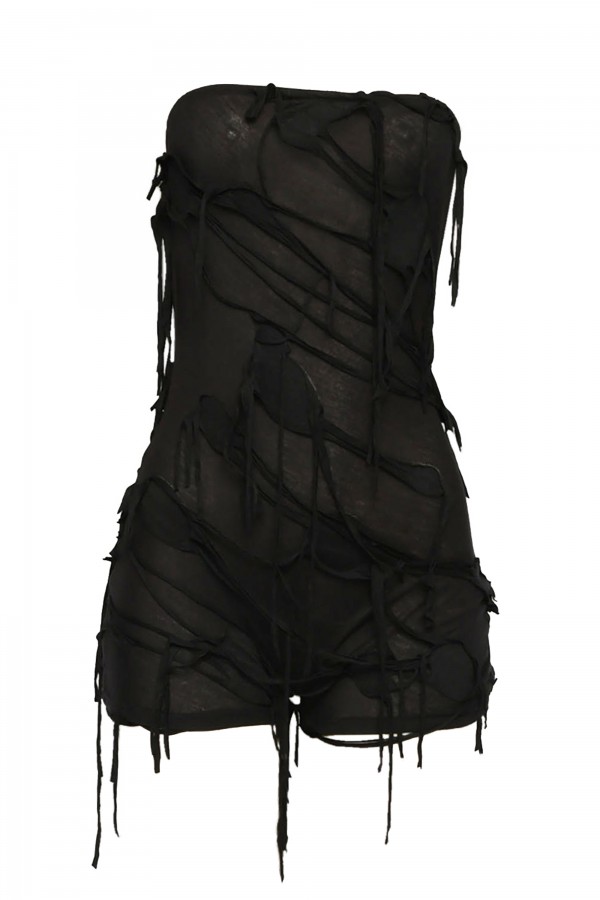 HJ9253 / K-T-O-O<br/>[SELECT]Distressed tube romper