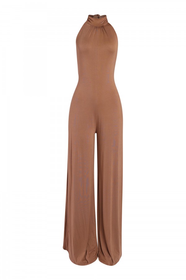 SJ3973 / K-T-O-O<br/>Halter open back wide leg jumpsuit