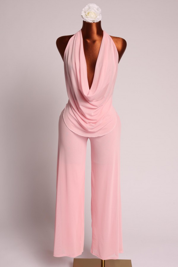 TAP2027 / K-T-O-O<br/>Deep cowl neck sleeveless top & pants set