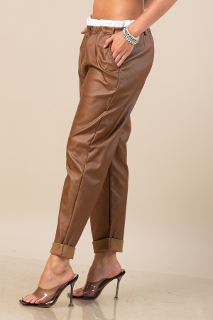 IN21527 / Nylon Apparel<br/>Bobbie Faux Leather Italian One Size Jogger Pants