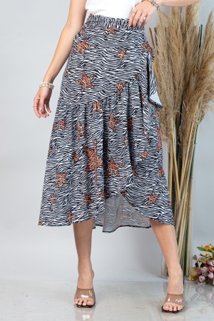 S1050-1772-2 / Nylon Apparel<br/>Norma Zebra Star Print Wrap Multi Use Skirt