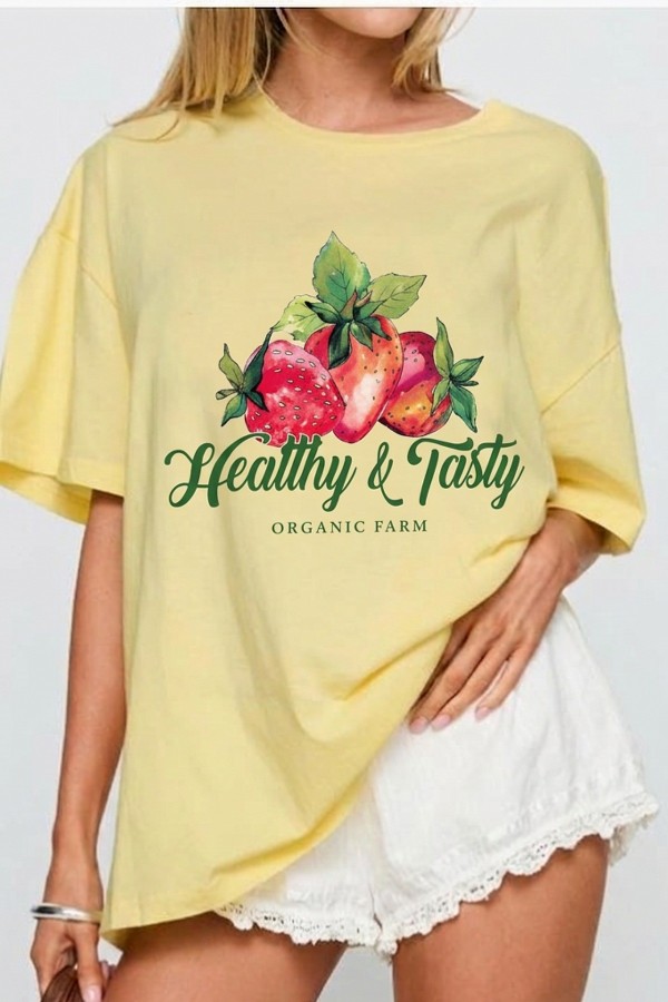 T1622-4152 / Nylon Apparel<br/>Leith Strawberry Print Oversize T Shirts